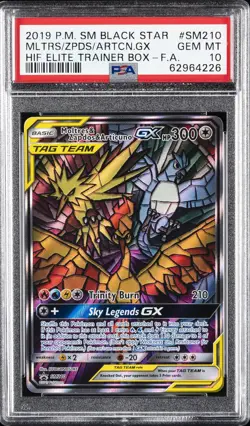 2019 POKEMON SM BLACK STAR PROMO FULL ART/MOLTRES & ZAPDOS & ARTICUNO GX PSA 10 - Image 1