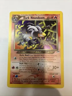 Pokemon Dark Houndoom Neo Destiny 7/105 Holo Rare SWIRL LP+ - Image 1
