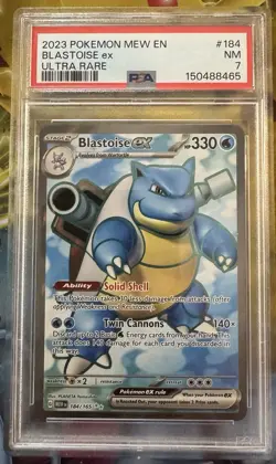2023 Pokemon Blastoise ex #184 Ultra Rare PSA 7 Full Art Holographic FOIL - Image 1