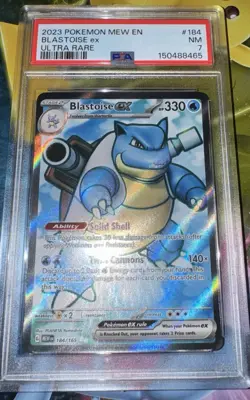 2023 Pokemon Blastoise ex #184 Ultra Rare PSA 7 Full Art Holographic FOIL - Image 3