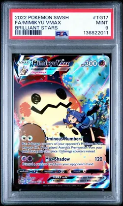2022 POKEMON SWORD & SHIELD BRILLIANT STARS #TG17 FULL ART/MIMIKYU VMAX PSA 9 - Image 1