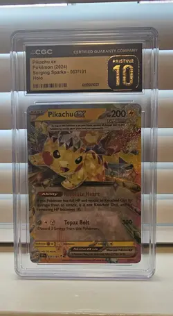 Pokemon Pikachu Ex #057/191, Surging Sparks Holo Rare, S&V, CGC Pristine 10!!! - Image 1