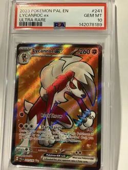 💎 2023 Pokemon PAL EN Paldea Evolved Lycanroc EX 241/193 Ultra Rare PSA 10 💎 - Image 1