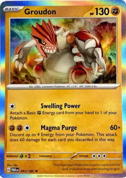 Pokemon TCG - Groudon - 093/182 - Holo Rare - Paradox Rift - NM - Image 1