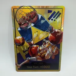 One Piece x Lakers - Franky - Custom Gold Don Card English Textured With Foiling - Image 1
