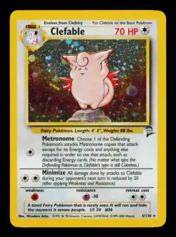 Pokemon Card Clefable 5/130 Holo Base Set 2 Two Vintage Rare WOTC LP 2000 - Image 1