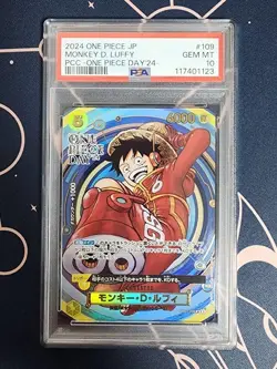 PSA 10 Monkey D Luffy OP07-109 2024 Promo Card Japanese ONE PIECE Day 24 - Image 1