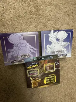 Pokemon Chilling Reign ETB Sealed Set Of 2 + Detective Pikachu Case File SEALED - Image 2
