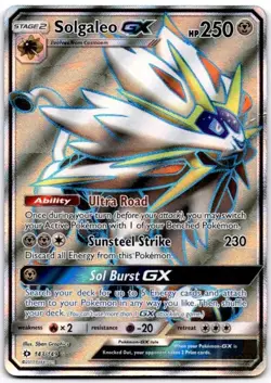 Solgaleo GX (Full Art) 143/149 Holo Ultra Rare SM Base Set Pokemon Damaged - Image 1