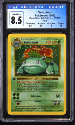1999 POKEMON BASE SET 1ST ED VENUSAUR CGC 8.5 - Image 1