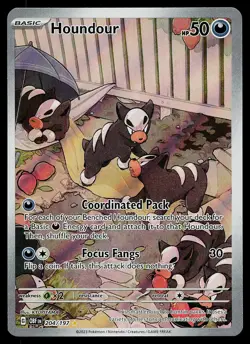 Pokemon Card - Houndour Obsidian Flames 204/197 Illustration Rare 2023 - Image 1