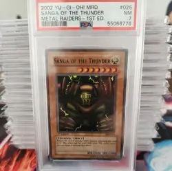 2002 YU-GI-OH! METAL RAIDERS MRD-025 SANGA OF THE THUNDER- 1st Ed - PSA 7 - Image 1