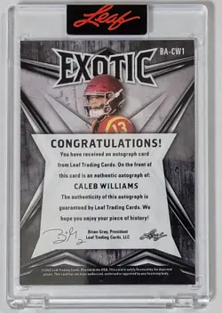 2022 Leaf Exotic CALEB WILLIAMS Elephant Shimmer Auto RC #7/7 Chicago Bears - Image 2