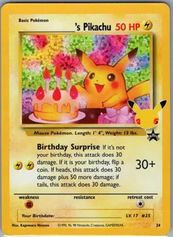 Birthday Pikachu 24/53 Celebrations: Classic Collection - Pokemon Card - NM - Image 1