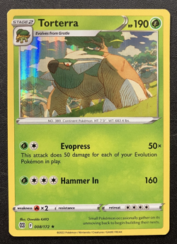 HOLO Torterra 008/172 - 2022 Pokemon Brilliant Stars Rare Card - CLEAN NM - Image 1