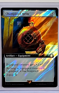 MTG Magic the Gathering PIP Fallout Extended Art Surge Foil #1010 Champions Helm - Image 1