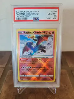 2023 POKEMON SWORD & SHIELD CROWN ZENITH #020 RADIANT CHARIZARD PSA 10 GEM MINT - Image 3