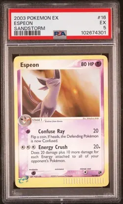 Pokemon Espeon EX Sandstorm Reverse Holo Rare #16 PSA 5 EX - Image 1