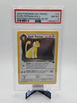 2000 POKEMON GAME PROMO NINTENDO MAGAZINE-60 HP #17 DARK PERSIAN-HOLO PSA 8 - Image 1