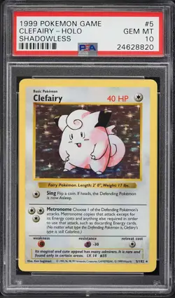 1999 Pokemon Base Set Shadowless Holo Clefairy #5 PSA 10 GEM MINT - Image 1