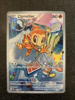 Pokemon First Partner Illustration Rare 30th Anniversary Chimchar Card - Image 1