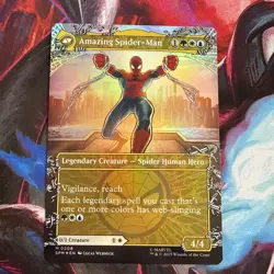 MTG Peter Parker Amazing Spider-Man 0208 Web Borderless Art Foil Card Magic - Image 1
