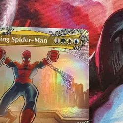 MTG Peter Parker Amazing Spider-Man 0208 Web Borderless Art Foil Card Magic - Image 3