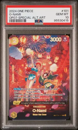Bandai One Piece Card Game O-Nami Alt Art SP OP07-101 PSA 10 Special ENGLISH - Image 1