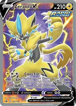 Zeraora V (Full Art, #165/198) - Holofoil SWSH - Chilling Reign LP Pokemon - Image 1