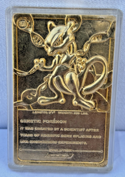 1999 Pokemon Mewtwo Gold Bar Card Limited Edition Burger King Gold Plated - Image 2