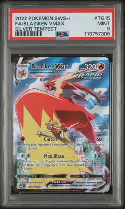 2022 Pokemon Sword & Shield Silver Tempest Blaziken VMAX #TG15 Fa PSA 9 - Image 1