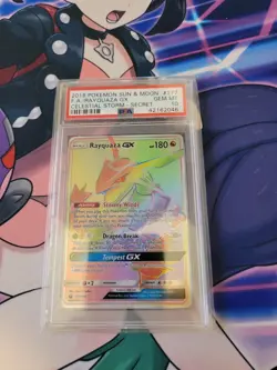 Rayquaza GX (Secret) 177/168 Sm-Celestial Storm Holo Pokemon Card PSA 10 - Image 1