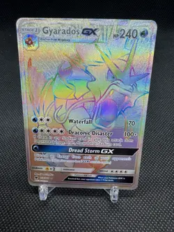 2017 Pokemon Crimson Invasion GYARADOS GX Rainbow Rare 112/111 Secret Rare NM - Image 1