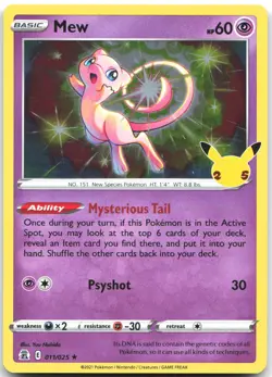 Mew 011/025 Holo Rare Celebrations Pokemon Holo Lightly Played - Image 1