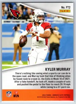 2022 Donruss Elite #FT2 Kyler Murray Full Throttle #'d/349 - Image 2