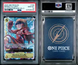2025 ONE PIECE PROMOS ILLUSTRATION BOX VOL.3 #109 MONKEY D. LUFFY PSA 10 - Image 2