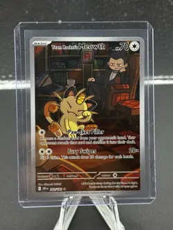 Pokemon TCG Destined Rivals Team Rockets Meowth Illustration Rare Card 203 - Image 1