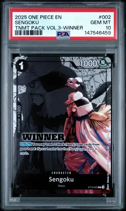 2025 ONE PIECE TOURNAMENT PACK VOL.3 002 SENGOKU WINNER PSA 10 GEM MINT - Image 1