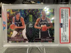 Victor Wembanyama 5/5 Bookend Green Glitter Optic David Robinson psa 10 Pop 1 - Image 1