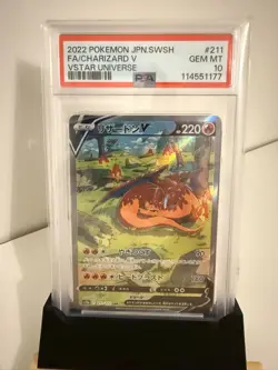 2022 POKEMON JPN SWORD & SHIELD VSTAR UNIVERSE #211 FULL ART/CHARIZARD V PSA 10 - Image 1