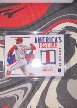 2022 Panini Chronicles - America's Pastime Swatches Hunter Greene Blue /99 - Image 1