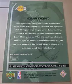 1999 Upper Deck Ovation KOBE BRYANT Insert Card #LP8 Silver Foil #8 Jersey LA SP - Image 2