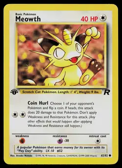 Pokemon Card - Meowth Team Rocket 62/82 Common 1st Edition - Image 1