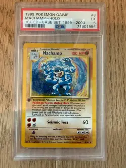 1999 MACHAMP (#8) - POKEMON BASE SET - 1ST EDITION HOLO - PSA 5 - Image 1
