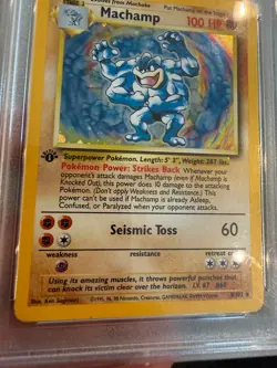 1999 MACHAMP (#8) - POKEMON BASE SET - 1ST EDITION HOLO - PSA 5 - Image 3
