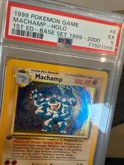 1999 MACHAMP (#8) - POKEMON BASE SET - 1ST EDITION HOLO - PSA 5 - Image 4