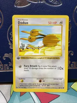 Doduo 48/102 1st Edition Shadowless Pokemon Card Base Set WOTC Common LP - Image 1