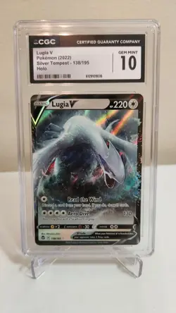CGC 10 GEM MINT Lugia V 138/195 Ultra Rare Pokemon SWSH Silver Tempest - Image 1