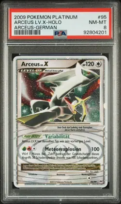 2009 Pokemon GERMAN Platinum Arceus Lv. X Holo 95/99 PSA 8 NM-MT - Image 1