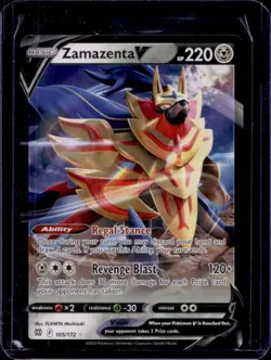 2022 Pokemon SWSH Brilliant Stars Zamazenta V #105/172 - Image 1
